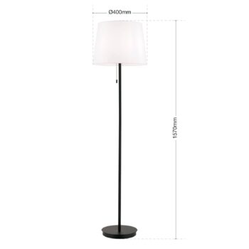 Textilná stojacia lampa Ludwig, matná čierna