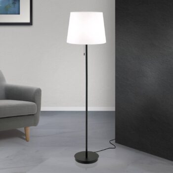Textilná stojacia lampa Ludwig, matná čierna