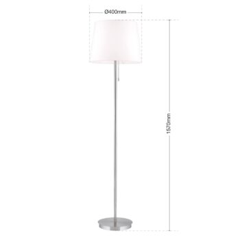 Textilná stojacia lampa Ludwig, matný nikel
