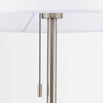 Textilná stojacia lampa Ludwig, matný nikel