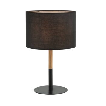 Textilná stolová lampa 20214 kov/drevotrieska svetlo čierna