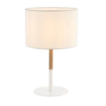 Textilná stolová lampa 20215 kov/drevotrieska svetlo biela