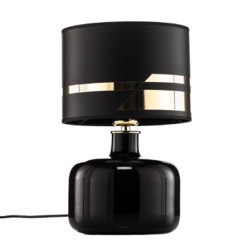 Textilná stolová lampa Bodo, čierna-zlatá