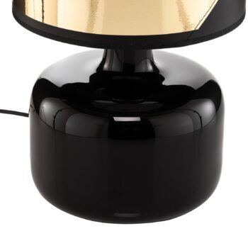Textilná stolová lampa Bodo, čierna-zlatá