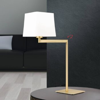 Textilná stolová lampa Carlton, matná mosadz