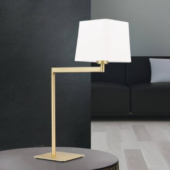 Textilná stolová lampa Carlton, matná mosadz