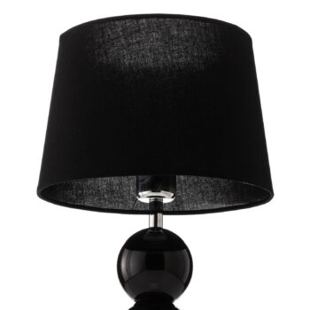 Textilná stolová lampa Fulda, sklenený dekor, čierna