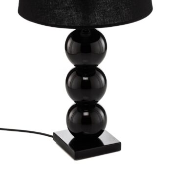 Textilná stolová lampa Fulda, sklenený dekor, čierna
