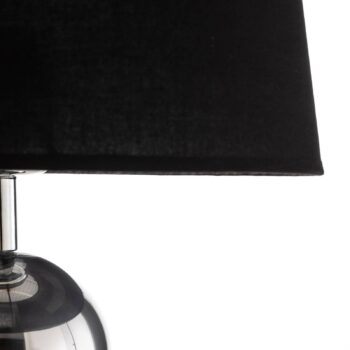 Textilná stolová lampa Fulda, tienidlo na lampu čierne, podstavec chróm