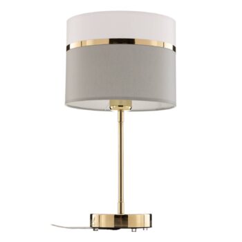 Textilná stolová lampa Long biela/sivá/mosadz