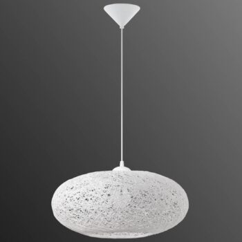 Textilná závesná lampa Campilo v bielej