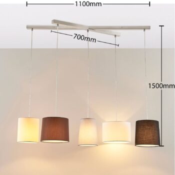 Textilná závesná lampa Hermina 5-plameňové