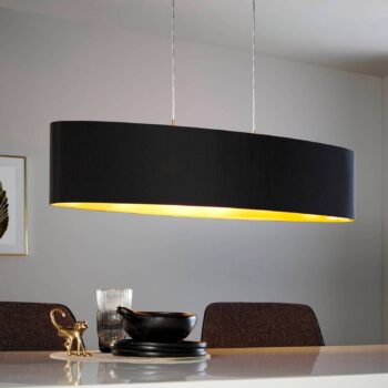 Textilná závesná lampa Lecio, ovál 100 cm čierna