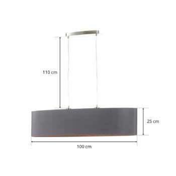 Textilná závesná lampa Lecio, ovál 100 cm čierna