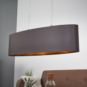 Textilná závesná lampa Lecio, ovál 78 cm čierna