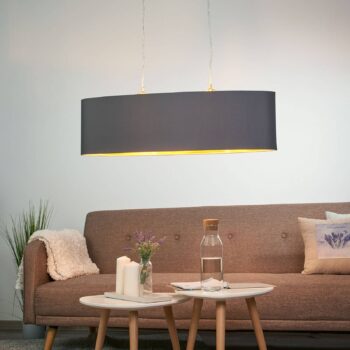 Textilná závesná lampa Lecio, ovál 78 cm čierna