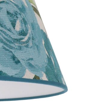 Tienidlo na lampu Sofia výška 15,5 cm kvetinový vzor tyrkysová