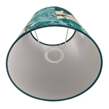 Tienidlo na lampu Sofia výška 21 cm, kvetinový vzor tyrkysová