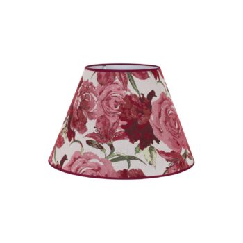 Tienidlo na lampu Sofia výška 26 cm, kvetinový vzor červený
