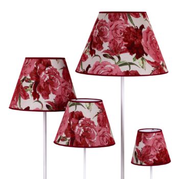 Tienidlo na lampu Sofia výška 26 cm, kvetinový vzor červený