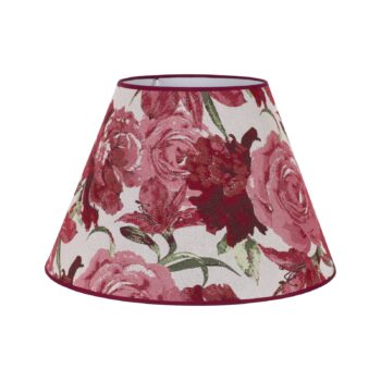 Tienidlo na lampu Sofia výška 31 cm, kvetinový vzor červený