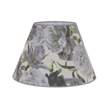 Tienidlo na lampu Sofia výška 31 cm, kvetinový vzor sivý