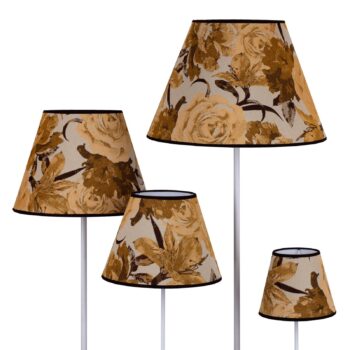 Tienidlo na lampu Sofia výška 31 cm, kvetinový vzor žltý