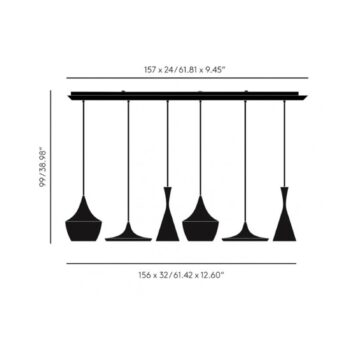 Tom Dixon Beat Range Linear závesné 6pl mosadz