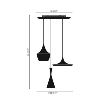 Tom Dixon Beat Trio Round závesné 3pl čierna