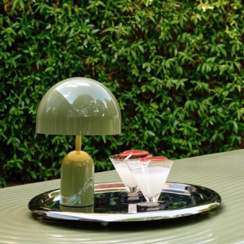 Tom Dixon Bell Stolová LED lampa, machovo zelená, 28 cm