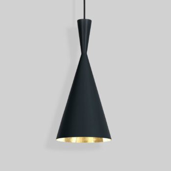 Tom Dixon LED závesné svietidlo Beat Tall, čierne, Ø 19 cm mosadz