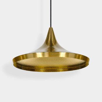 Tom Dixon LED závesné svietidlo Beat Wide, biele, Ø 36 cm, mosadz