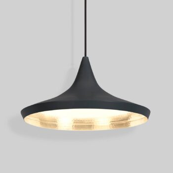 Tom Dixon LED závesné svietidlo Beat Wide, čierne, Ø 36 cm mosadz