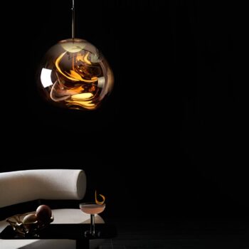Tom Dixon LED závesné svietidlo Melt Mini, Ø 28 cm, zlatá