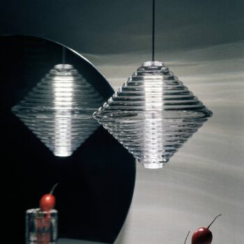 Tom Dixon LED závesné svietidlo Press Cone, číre, 34 cm, 927, sklo