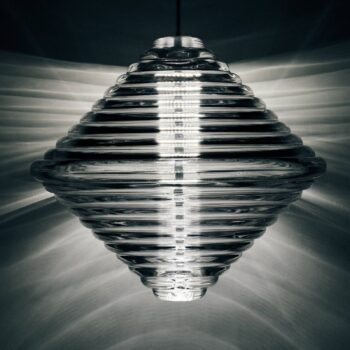 Tom Dixon LED závesné svietidlo Press Cone, číre, Ø 34 cm, 927