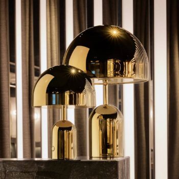 Tom Dixon Stolová LED lampa Bell Portable, zlatá farba IP44