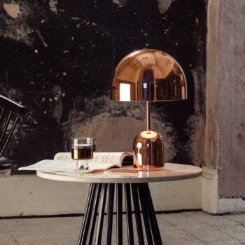Tom Dixon Stolová LED lampa Bell, medená farba, 43 cm, stmievateľná