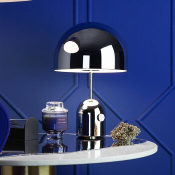 Tom Dixon Stolová LED lampa Bell, strieborná, 43 cm, stmievateľná
