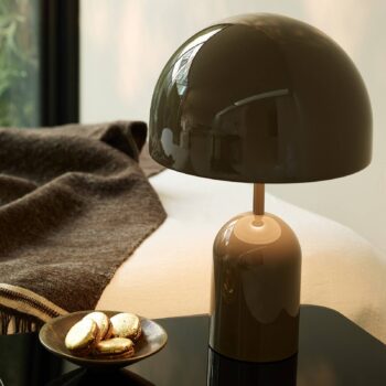 Tom Dixon Stolová LED lampa Bell, taupe, výška 43 cm, stmievateľné