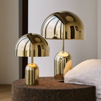 Tom Dixon Stolová LED lampa Bell, zlatá, 43 cm, stmievateľná