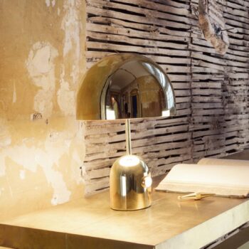 Tom Dixon Stolová LED lampa Bell, zlatá, 43 cm, stmievateľná