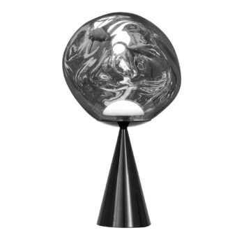 Tom Dixon Stolová LED lampa Melt Cone Fat, chróm/čierna, 47 cm