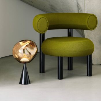 Tom Dixon Stolová LED lampa Melt Cone Fat, zlatá/čierna, 47 cm