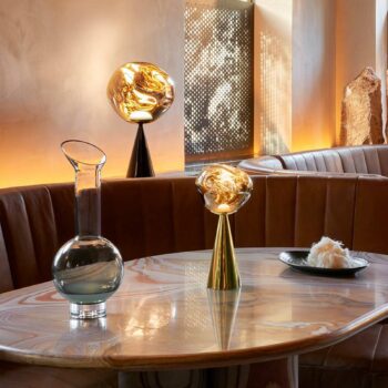 Tom Dixon Stolová LED lampa Melt, zlatá, výška 29 cm