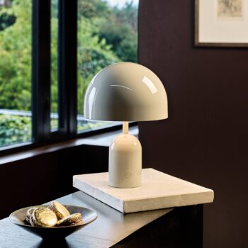 Tom Dixon stolová LED lampa Bell, svetlošedá, výška 43 cm, stmievateľná