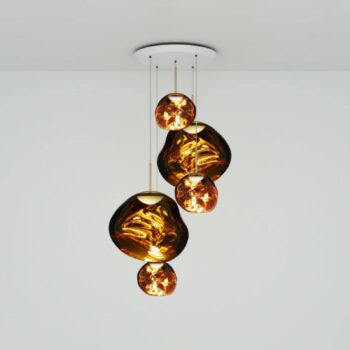 Tom Dixon závesné svietidlo Melt Large Round, Ø 95 cm, jantárová zlatá