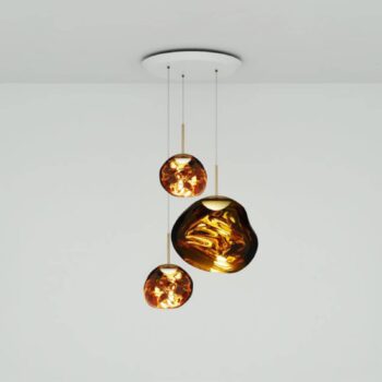 Tom Dixon závesné svietidlo Melt Trio Round, Ø 81 cm, jantárová zlatá
