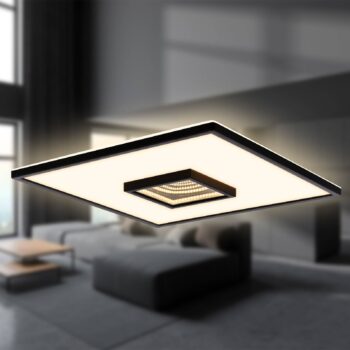 Toro LED stropné svietidlo, čierne, 42x42 cm, plast