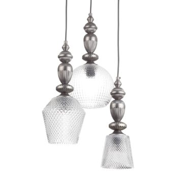 Troj-plameňová sklenená závesná lampa Talisa